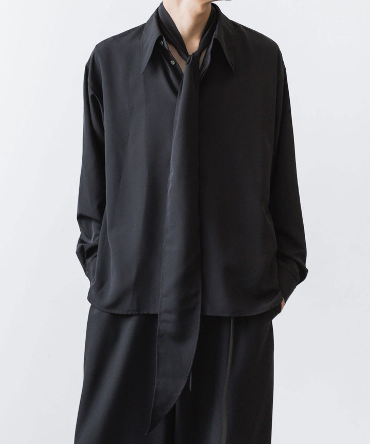 ato(アトウ)のCREPE DE CHINE  SHORT SCARF SHIRT - BLACKの公式通販サイトsession福岡セレクトショップ