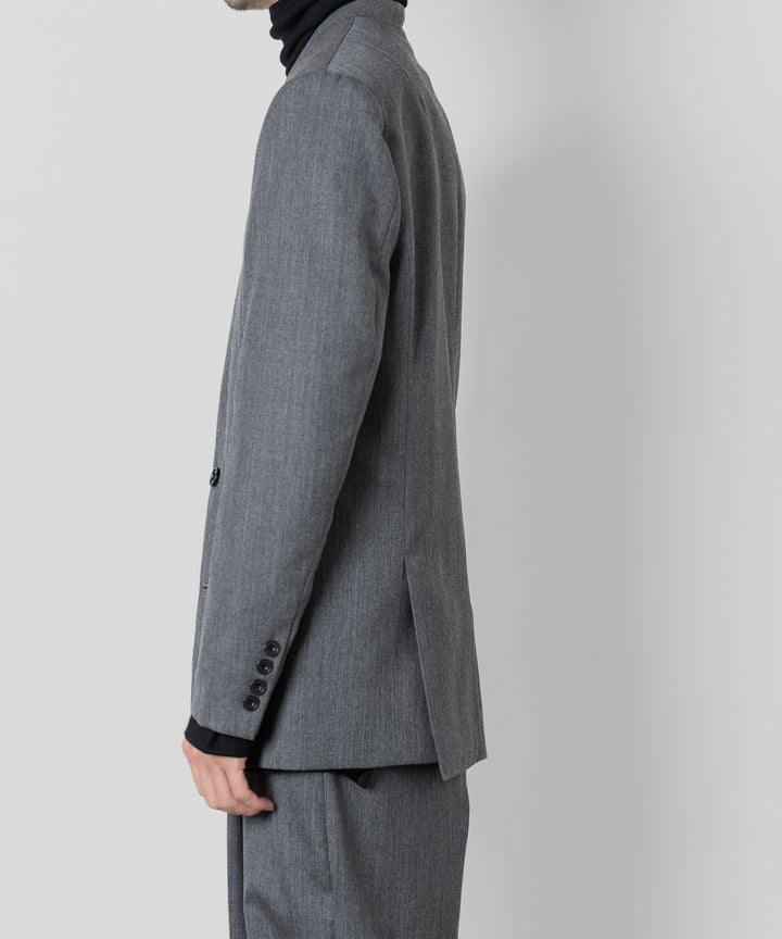 ato(アトウ)のWOOL TWILL NO COLLAR JACKETのCHARCOAL