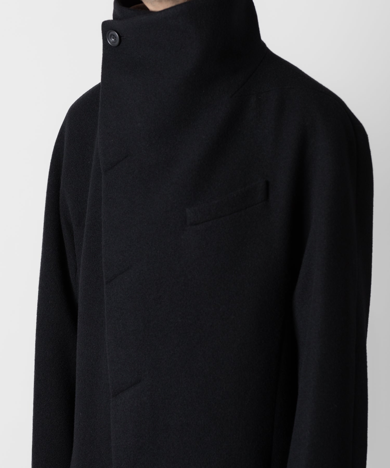 ato(アトウ)のENGLAND LAMB MELTON STAND COLLAR COAT - BLACKの公式通販サイトsession福岡セレクトショップ