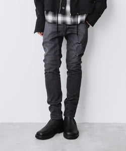 ato】DAMAGED STRETCH SARROUEL DENIM PANTS - BLACK | 公式通販