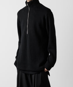 【ato】STAND COLLAR ZIP PULLOVER - BLACK