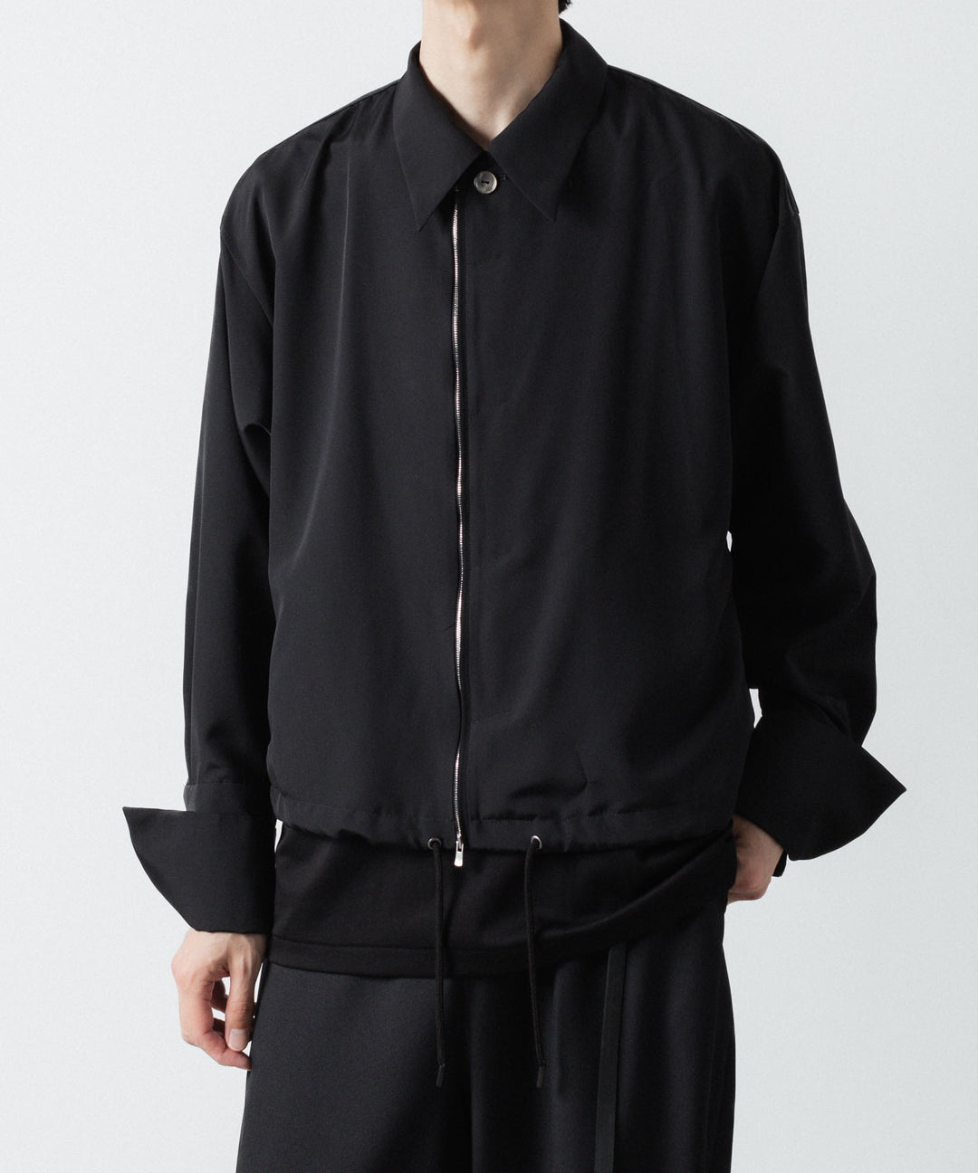 ato(アトウ)のDOUBLE CUFFS ZIP SHIRT - BLACKの公式通販サイトsession福岡セレクトショップ
