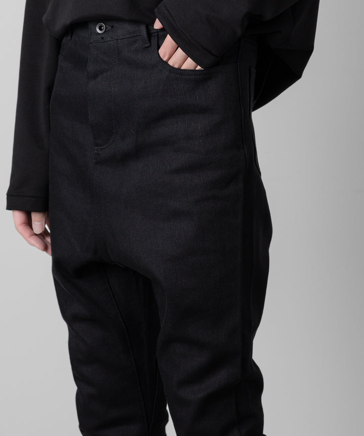ato(アトウ)のSTRETCH DENIM SARROUEL PANTSのBLACK