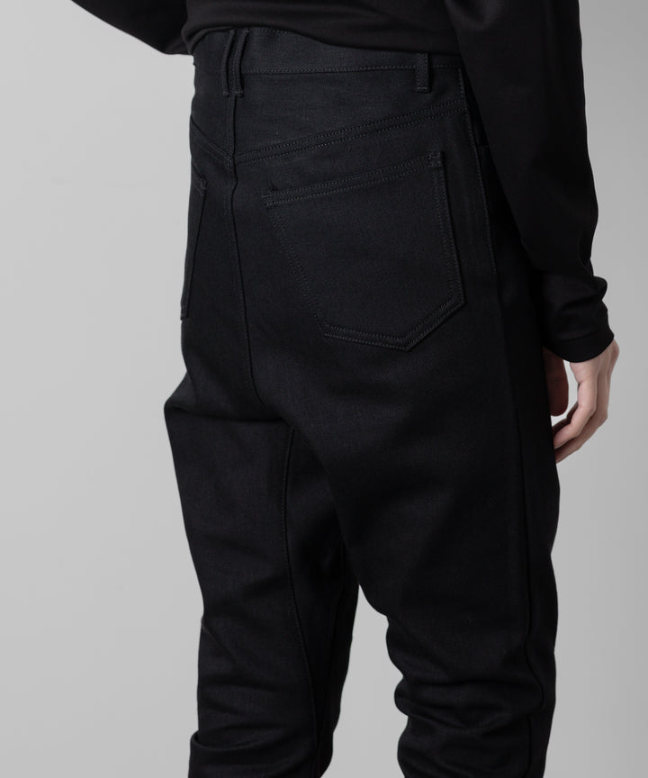 ato(アトウ)のSTRETCH DENIM SARROUEL PANTSのBLACK