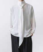 画像をギャラリービューアに読み込む, ato(アトウ)のCREPE DE CHINE  SHORT SCARF SHIRT - WHITEの公式通販サイトsession福岡セレクトショップ
