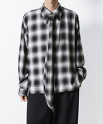画像をギャラリービューアに読み込む, ato(アトウ)のOMBRE-CHECK SHORT SCARF SHIRT - BLACKの公式通販サイトsession福岡セレクトショップ
