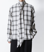 画像をギャラリービューアに読み込む, ato(アトウ)のOMBRE-CHECK SHORT SCARF SHIRT - WHITEの公式通販サイトsession福岡セレクトショップ
