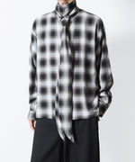 画像をギャラリービューアに読み込む, ato(アトウ)のOMBRE-CHECK SHORT SCARF SHIRT - BLACKの公式通販サイトsession福岡セレクトショップ
