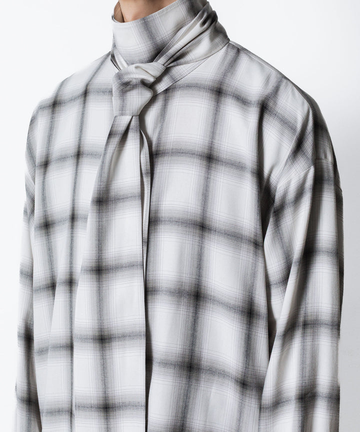 ato(アトウ)のOMBRE-CHECK SHORT SCARF SHIRT - WHITEの公式通販サイトsession福岡セレクトショップ