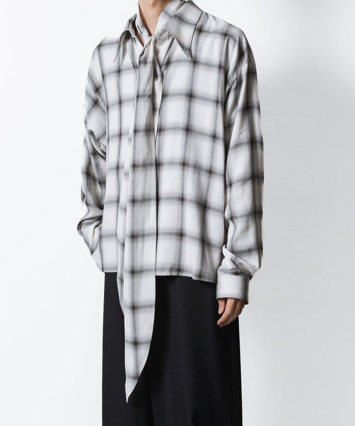 ato(アトウ)のOMBRE-CHECK SHORT SCARF SHIRT - WHITEの公式通販サイトsession福岡セレクトショップ