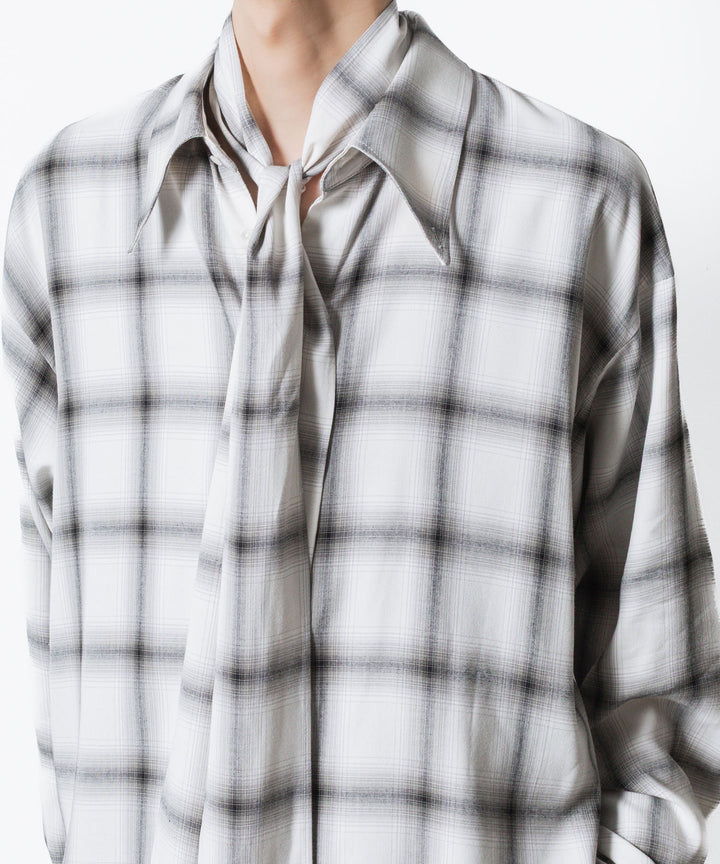 ato(アトウ)のOMBRE-CHECK SHORT SCARF SHIRT - WHITEの公式通販サイトsession福岡セレクトショップ