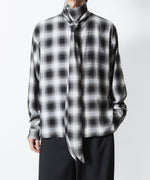 画像をギャラリービューアに読み込む, ato(アトウ)のOMBRE-CHECK SHORT SCARF SHIRT - BLACKの公式通販サイトsession福岡セレクトショップ
