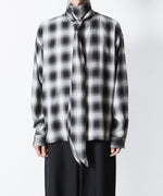 画像をギャラリービューアに読み込む, ato(アトウ)のOMBRE-CHECK SHORT SCARF SHIRT - BLACKの公式通販サイトsession福岡セレクトショップ
