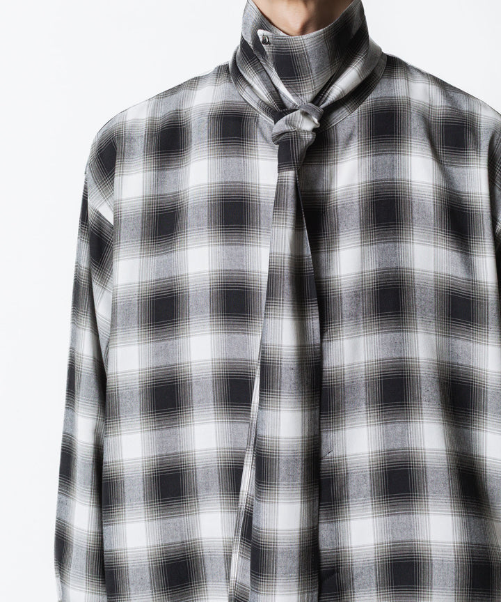 ato(アトウ)のOMBRE-CHECK SHORT SCARF SHIRT - BLACKの公式通販サイトsession福岡セレクトショップ