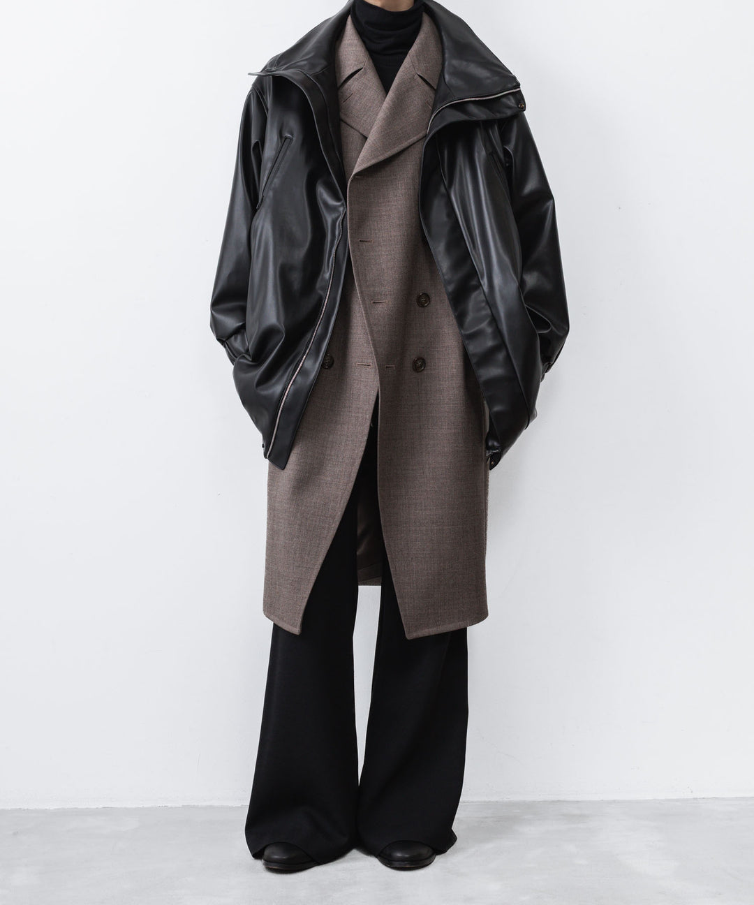 【ato】　SYNTHETIC LEATHER BLOUSON - BLACK