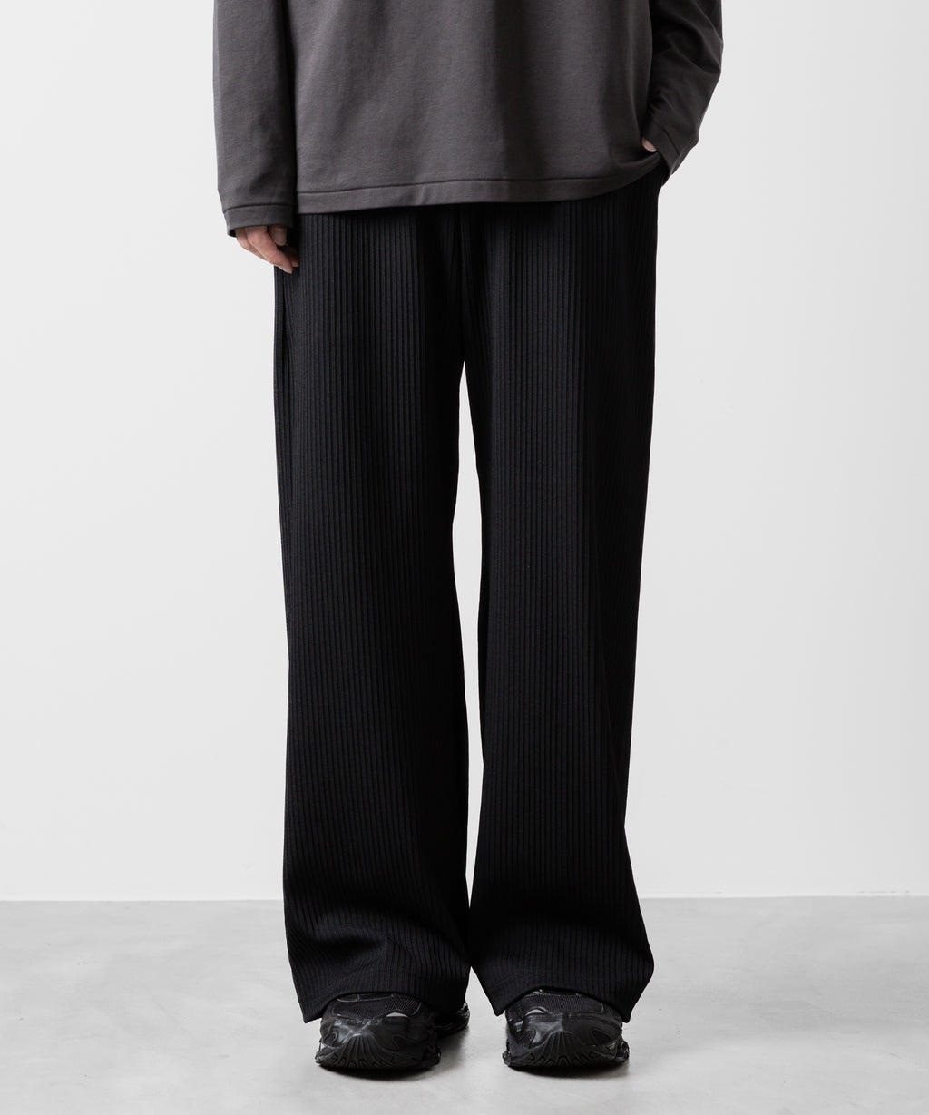 ATTACHMENT アタッチメントのPE STRETCH RIB WIDE LOUNGE TROUSERS - BLACK 公式通販サイトsession福岡セレクトショップ