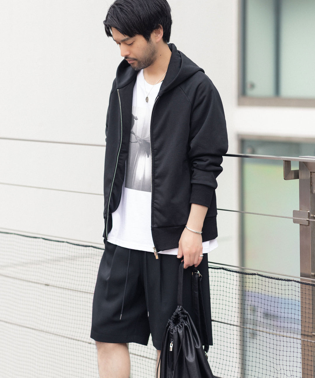 ATTACHMENT アタッチメントのCO STRETCH TERRY ZIP UP HOODIE - BLACKの公式通販サイトsession福岡セレクトショップ