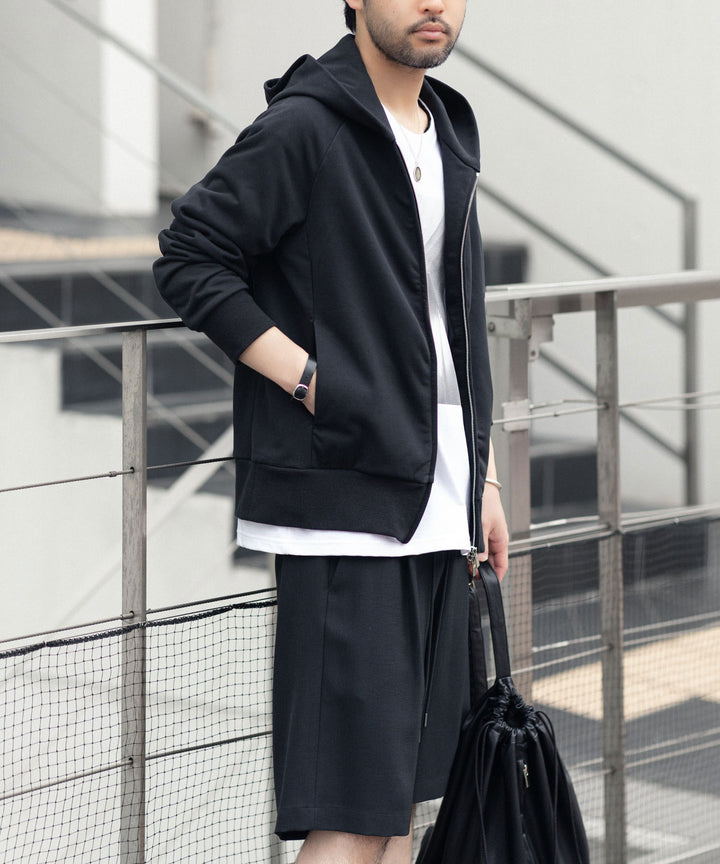 ATTACHMENT アタッチメントのCO STRETCH TERRY ZIP UP HOODIE - BLACKの公式通販サイトsession福岡セレクトショップ