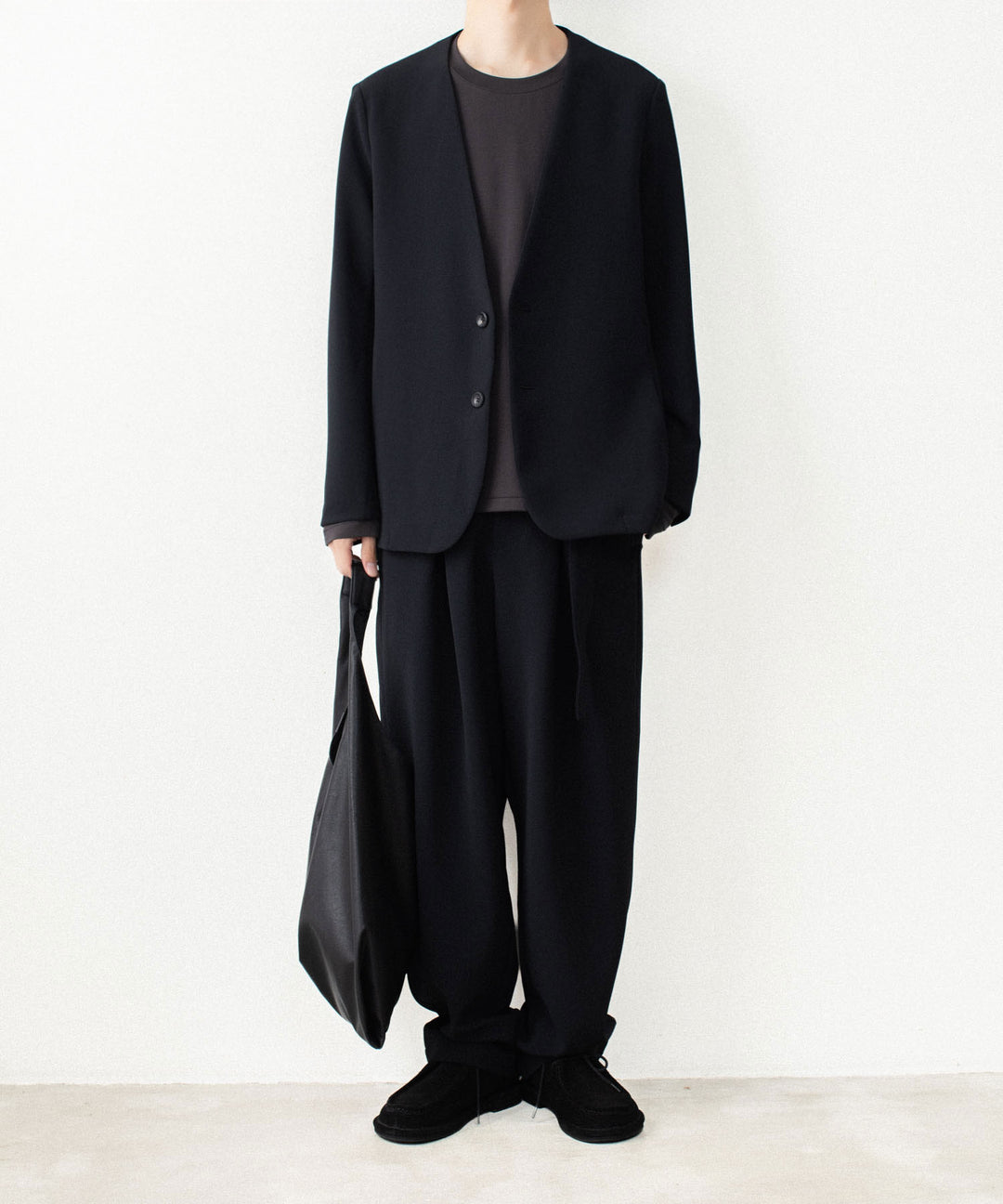 ATTACHMENT アタッチメントのPE STRETCH DOUBLE CLOTH COLLARLESS JACKET - BLACKの公式通販サイトsession福岡セレクトショップ