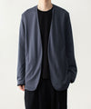 【 ATTACHMENT 】COTTON DOUBLE FACE COLLARLESS CARDIGAN - NAVY