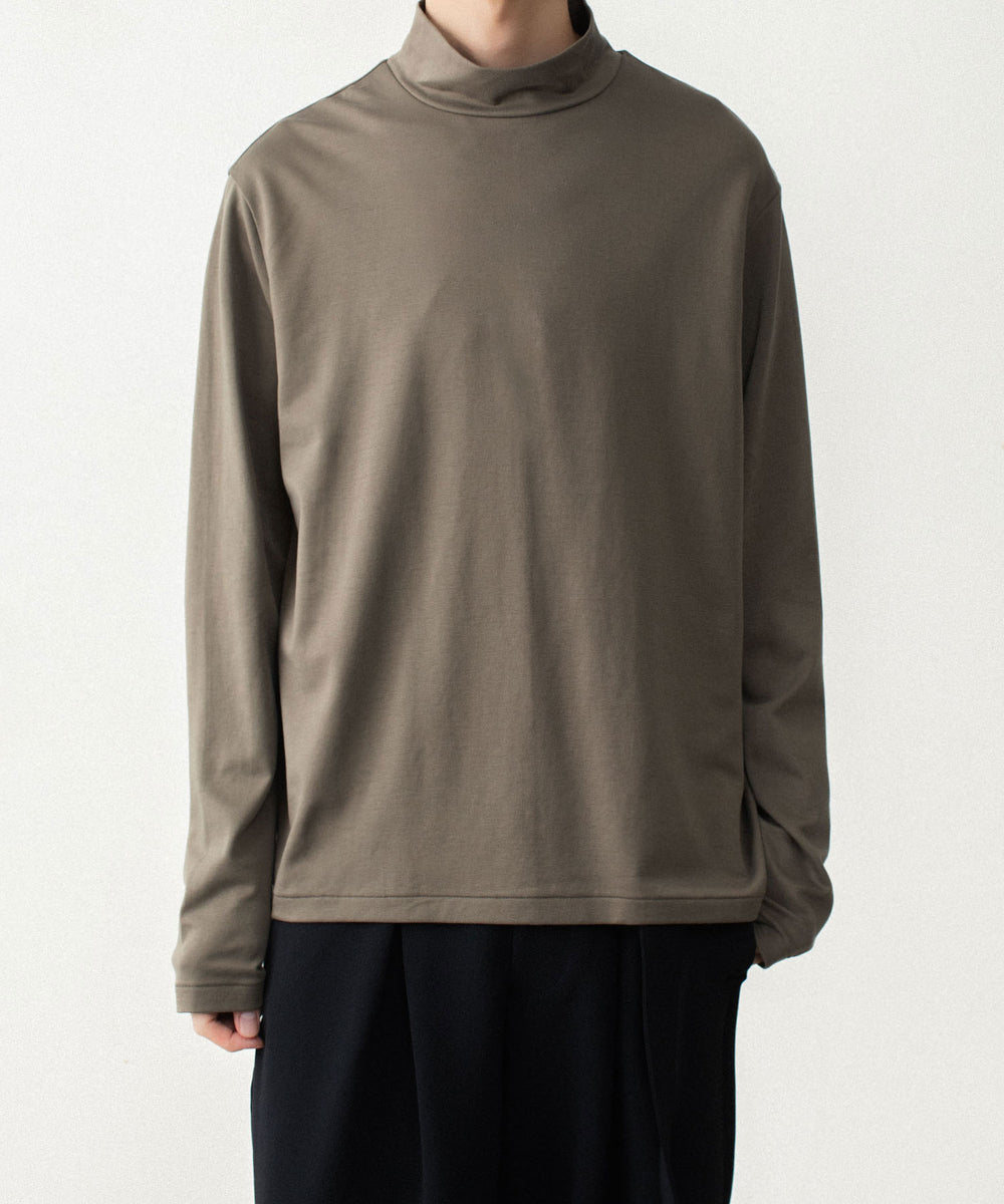 ATTACHMENT アタッチメントのCOTTON DOUBLE FACE SLIM FIT HIGHNECK L/S TEE - KHAKI GRAYの公式通販サイトsession福岡セレクトショップ