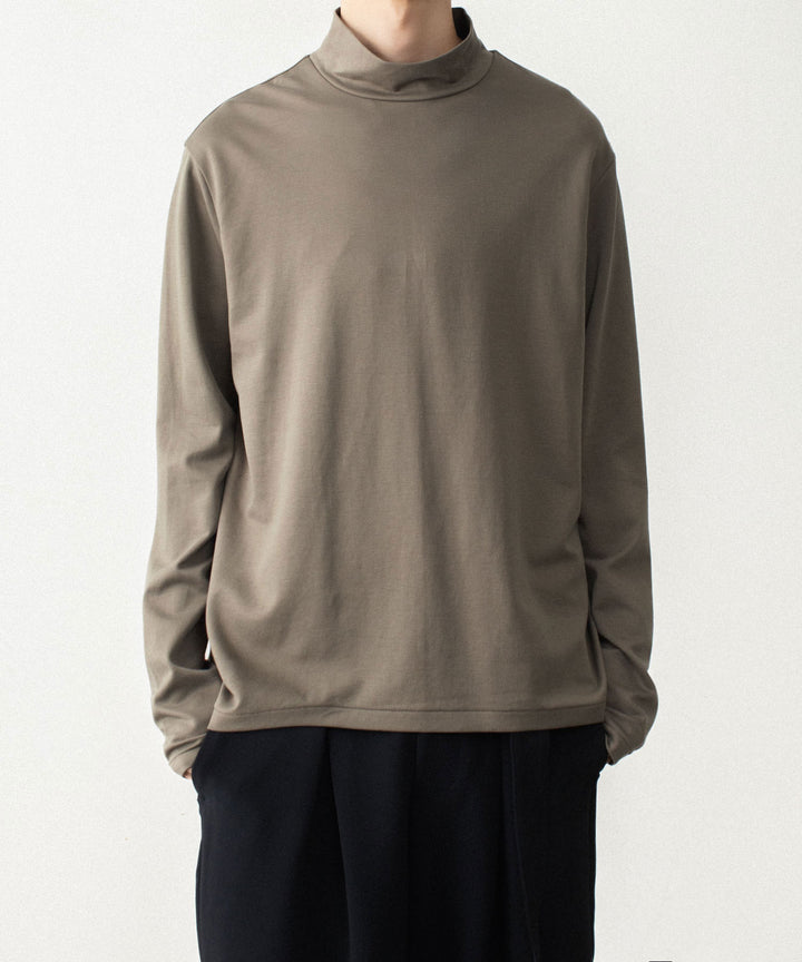 ATTACHMENT アタッチメントのCOTTON DOUBLE FACE SLIM FIT HIGHNECK L/S TEE - KHAKI GRAYの公式通販サイトsession福岡セレクトショップ