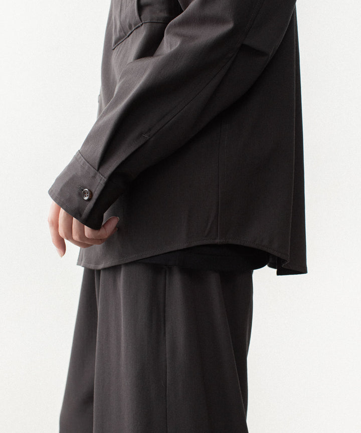 ATTACHMENT アタッチメントのWASHABLE HIGH TWIST GABARDINE UTILITY L/S SHIRT - KHAKI GRAYの公式通販サイトsession福岡セレクトショップ