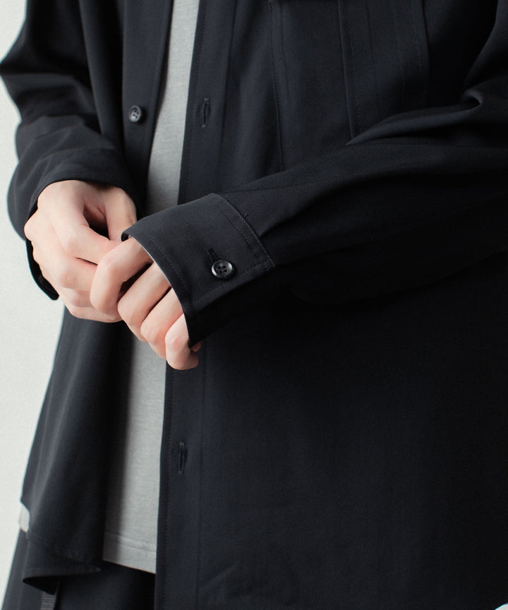ATTACHMENT アタッチメントのWASHABLE HIGH TWIST GABARDINE UTILITY L/S SHIRT - BLACKの公式通販サイトsession福岡セレクトショップ