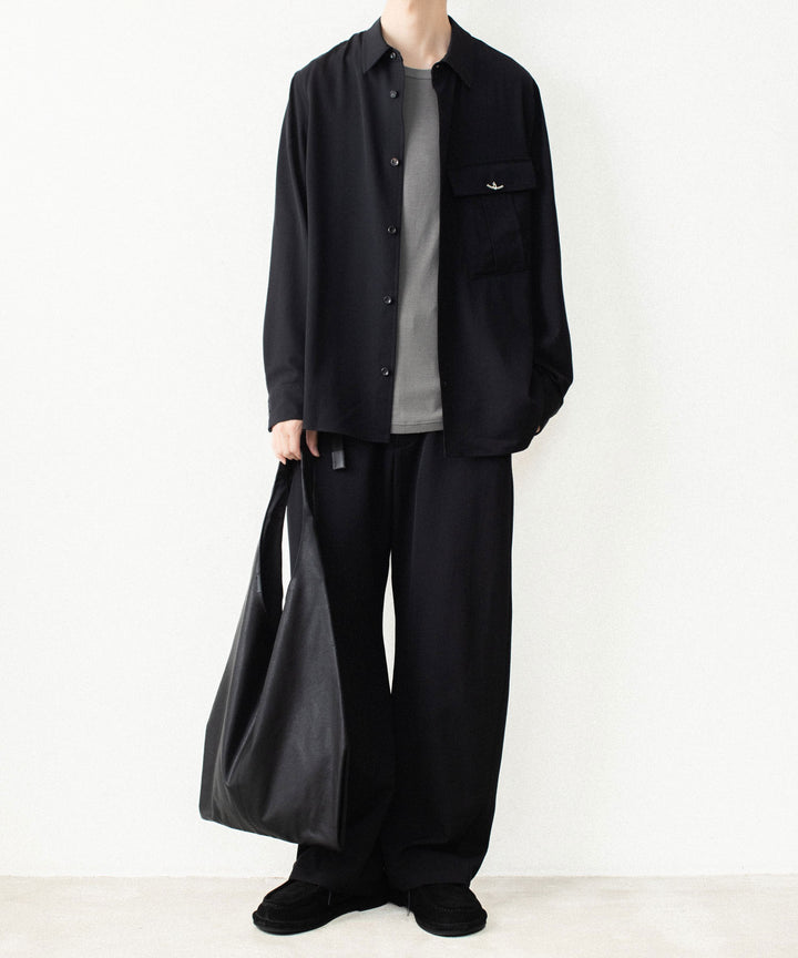ATTACHMENT アタッチメントのWASHABLE HIGH TWIST GABARDINE UTILITY L/S SHIRT - BLACKの公式通販サイトsession福岡セレクトショップ