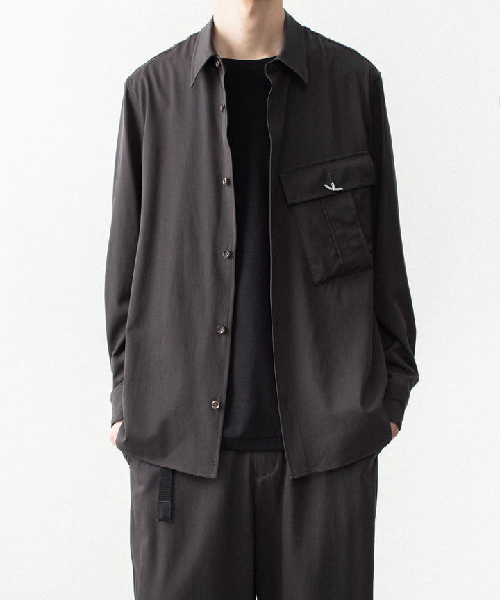 ATTACHMENT アタッチメントのWASHABLE HIGH TWIST GABARDINE UTILITY L/S SHIRT - KHAKI GRAYの公式通販サイトsession福岡セレクトショップ
