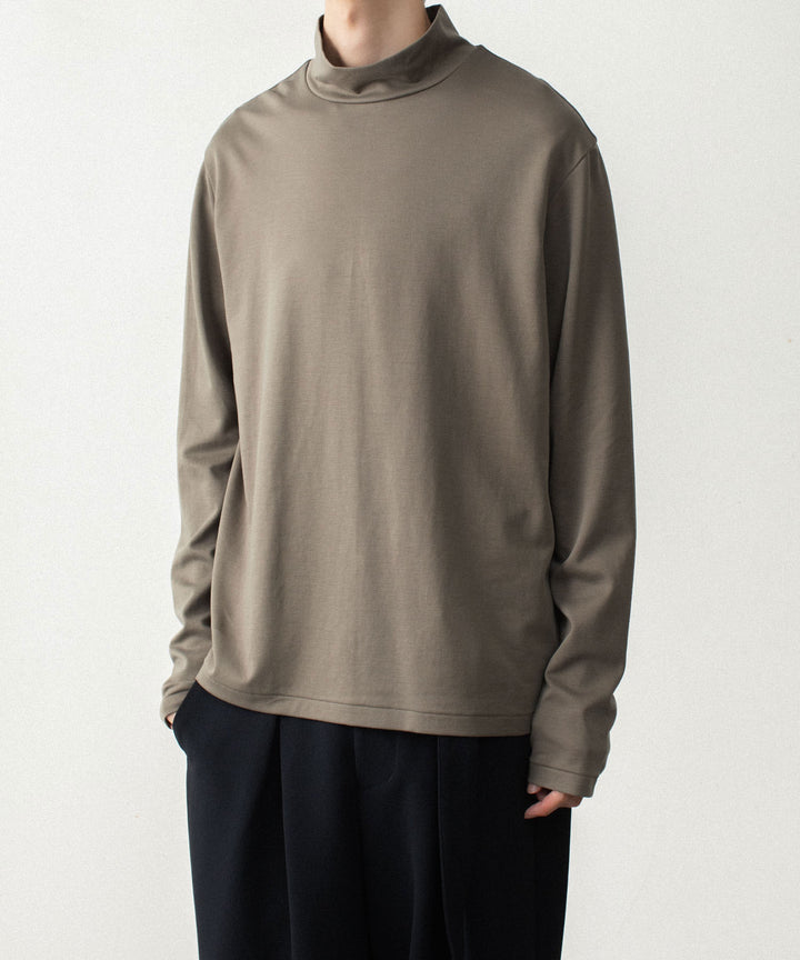 ATTACHMENT アタッチメントのCOTTON DOUBLE FACE SLIM FIT HIGHNECK L/S TEE - KHAKI GRAYの公式通販サイトsession福岡セレクトショップ