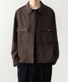 【 ATTACHMENT 】CO/TEN POWDERY DOUBLE CROTH PATCH POCKET SHORT JACKET - D.BROWN