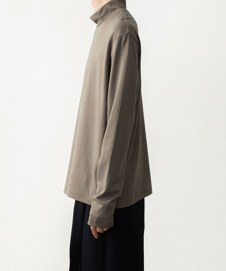 ATTACHMENT アタッチメントのCOTTON DOUBLE FACE SLIM FIT HIGHNECK L/S TEE - KHAKI GRAYの公式通販サイトsession福岡セレクトショップ