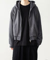 【 VEIN 】BRUSHED TERRY ZIP-UP HOODIE - KHAKI GRAY