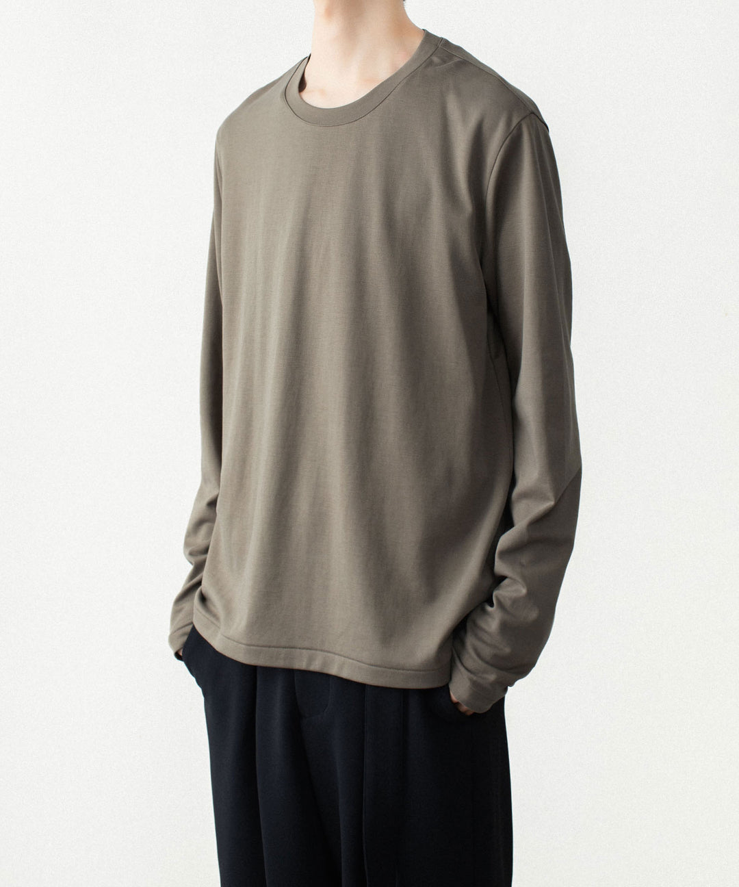 ATTACHMENT アタッチメントのCOTTON DOUBLE FACE SLIM FIT L/S TEE - KHAKI GRAYの公式通販サイトsession福岡セレクトショップ
