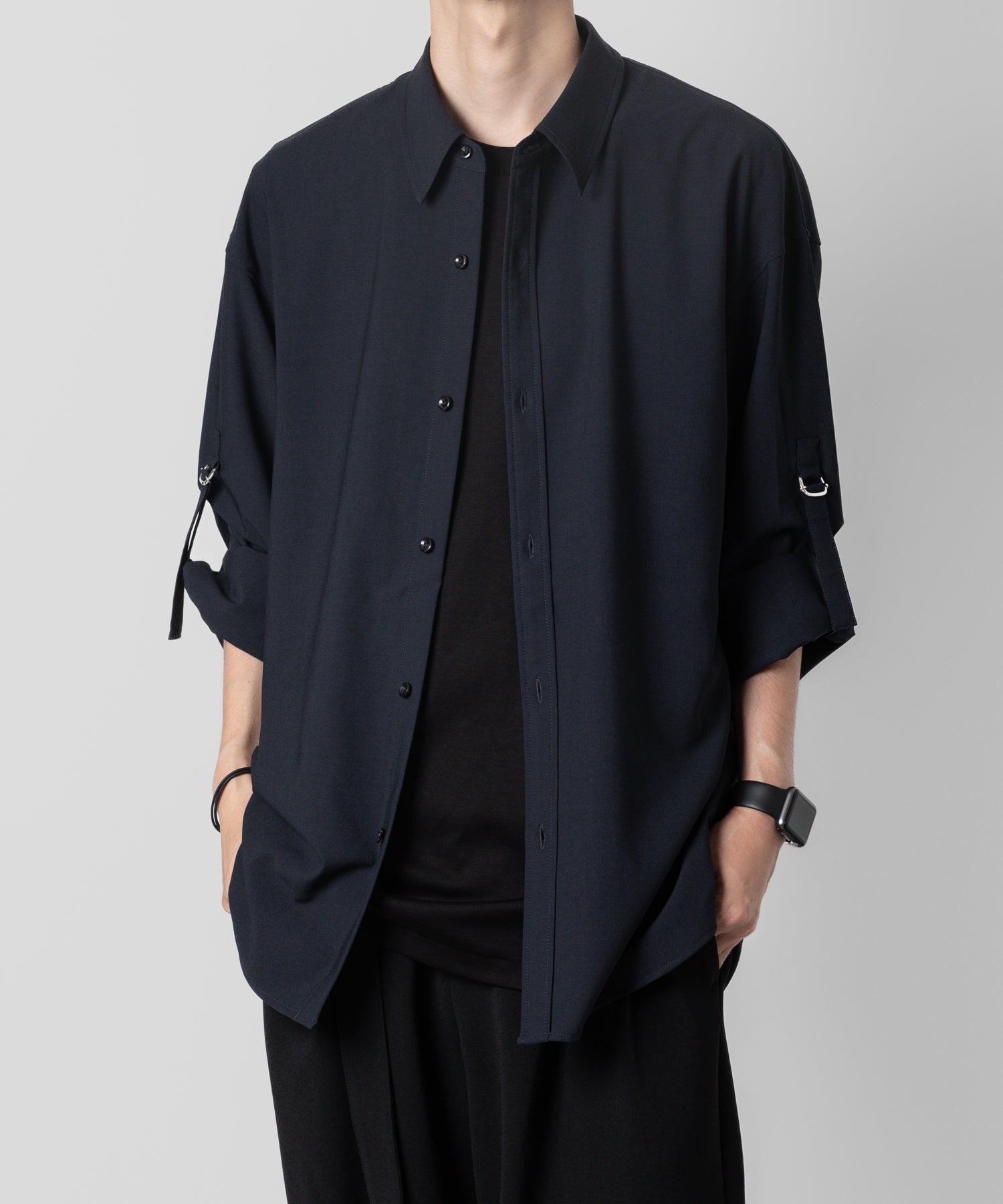 ATTACHMENT アタッチメントのPE/RY STRETCH TROPICAL STRAP SLEEVE L/S SHIRT - NAVY 公式通販サイトsession福岡セレクトショップ