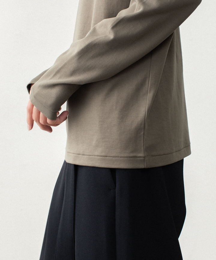 ATTACHMENT アタッチメントのCOTTON DOUBLE FACE SLIM FIT HIGHNECK L/S TEE - KHAKI GRAYの公式通販サイトsession福岡セレクトショップ