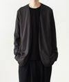 【 ATTACHMENT 】COTTON DOUBLE FACE COLLARLESS CARDIGAN - D.GRAY