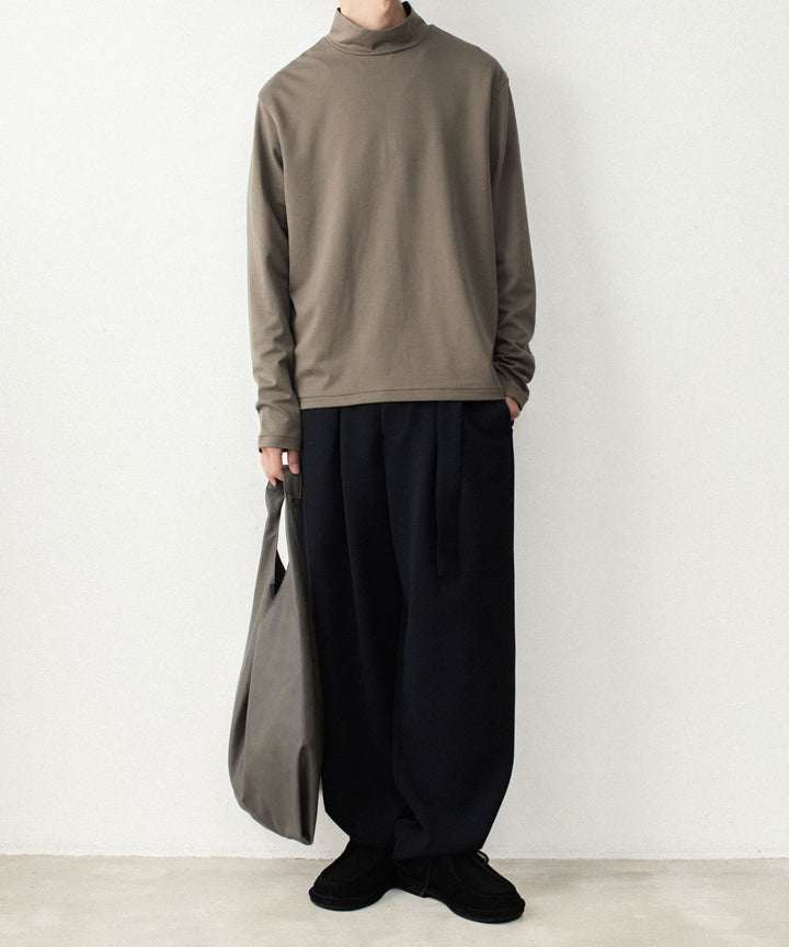 ATTACHMENT アタッチメントのCOTTON DOUBLE FACE SLIM FIT HIGHNECK L/S TEE - KHAKI GRAYの公式通販サイトsession福岡セレクトショップ