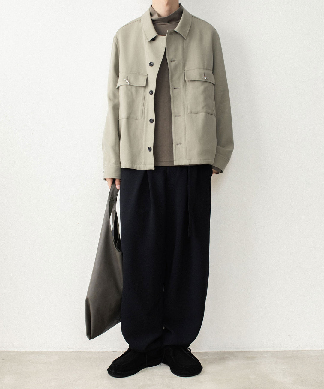 ATTACHMENT アタッチメントのCOTTON DOUBLE FACE SLIM FIT HIGHNECK L/S TEE - KHAKI GRAYの公式通販サイトsession福岡セレクトショップ