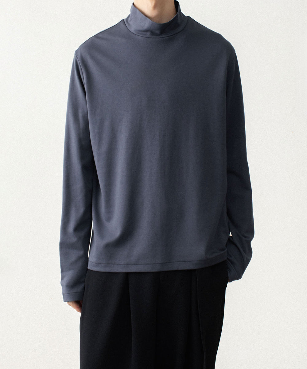 ATTACHMENT アタッチメントのCOTTON DOUBLE FACE SLIM FIT HIGHNECK L/S TEE - NAVYの公式通販サイトsession福岡セレクトショップ