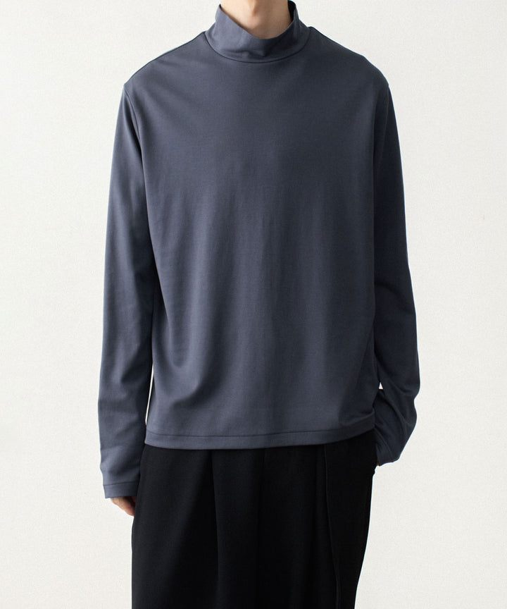 ATTACHMENT アタッチメントのCOTTON DOUBLE FACE SLIM FIT HIGHNECK L/S TEE - NAVYの公式通販サイトsession福岡セレクトショップ