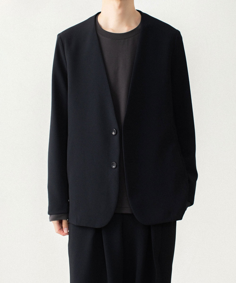 ATTACHMENT アタッチメントのPE STRETCH DOUBLE CLOTH COLLARLESS JACKET - BLACKの公式通販サイトsession福岡セレクトショップ