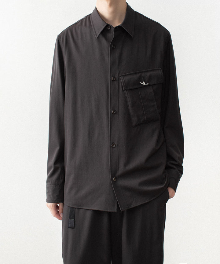 ATTACHMENT アタッチメントのWASHABLE HIGH TWIST GABARDINE UTILITY L/S SHIRT - KHAKI GRAYの公式通販サイトsession福岡セレクトショップ