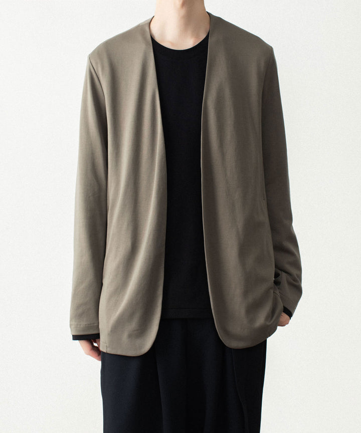 ATTACHMENT アタッチメントのCOTTON DOUBLE FACE COLLARLESS CARDIGAN - KHAKI GRAYの公式通販サイトsession福岡セレクトショップ