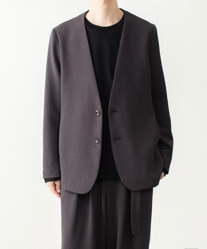 ATTACHMENT アタッチメントのPE STRETCH DOUBLE CLOTH COLLARLESS JACKET - D.KH GRAYの公式通販サイトsession福岡セレクトショップ