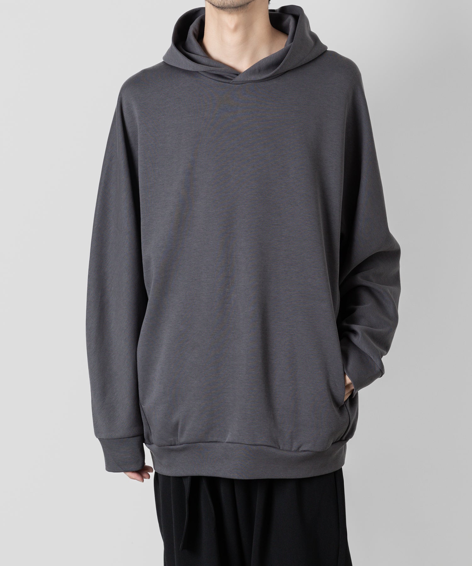 ATTACHMENT /アタッチメント】 CO/PE DOUBLE KNIT HOODIE - D.GRAY