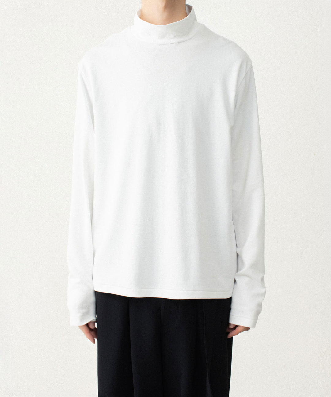 ATTACHMENT アタッチメントのCOTTON DOUBLE FACE SLIM FIT HIGHNECK L/S TEE - WHITEの公式通販サイトsession福岡セレクトショップ