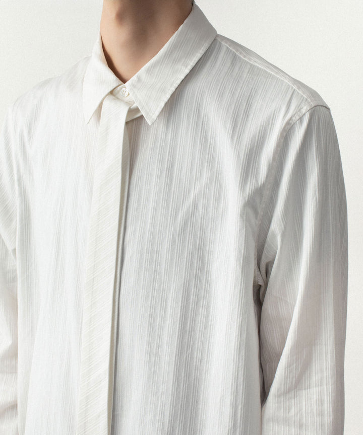 ATTACHMENT アタッチメントのCO SHADOW STRIPE BROAD NARROW TIE L/S SHIRT - OFF WHITEの公式通販サイトsession福岡セレクトショップ
