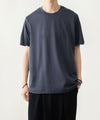 【 ATTACHMENT 】COTTON DOUBLE FACE SLIM FIT S/S TEE - NAVY